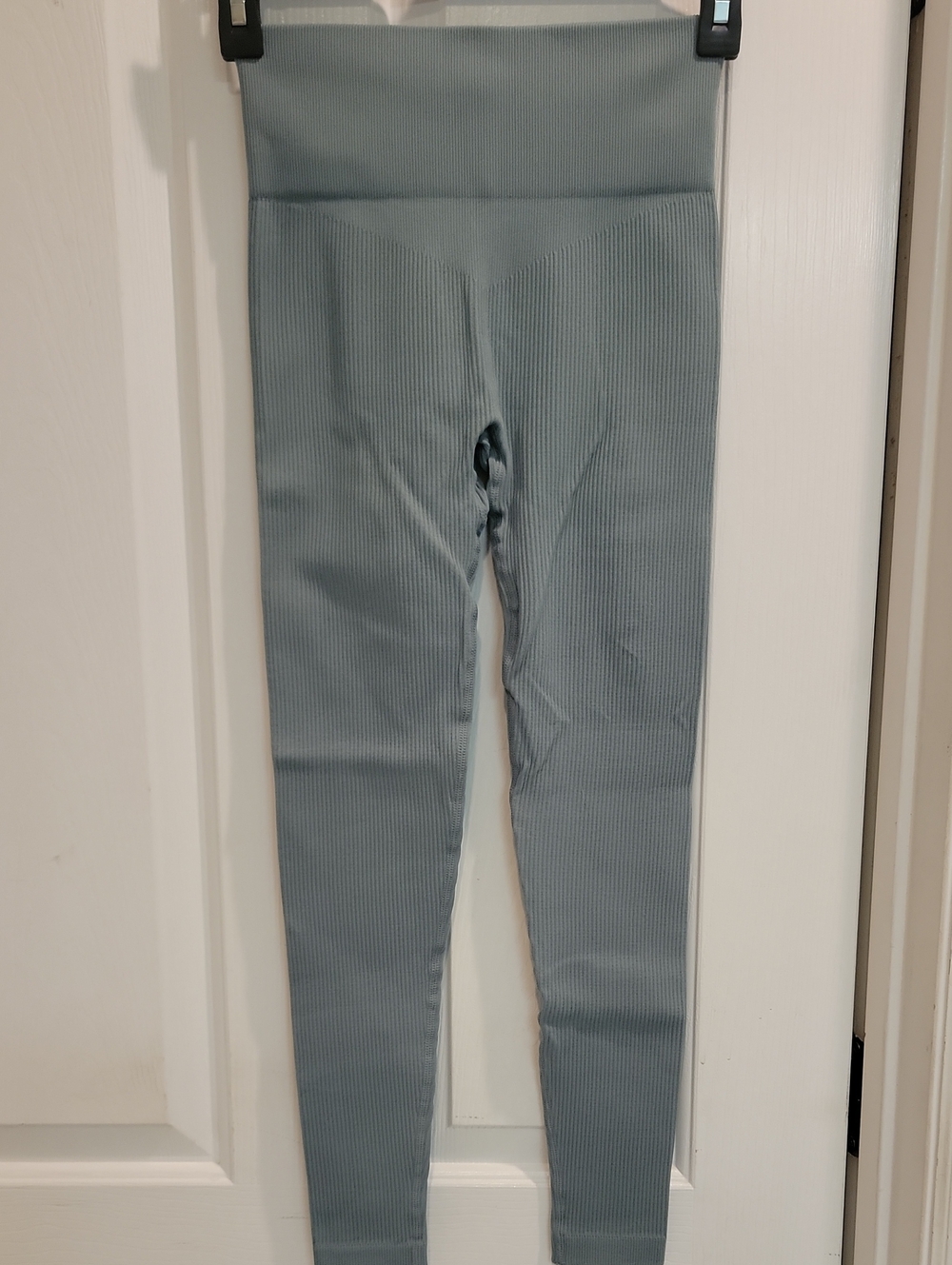 Seamless Ribbed High-Waist Leggings in Dusty Blue - Juniors